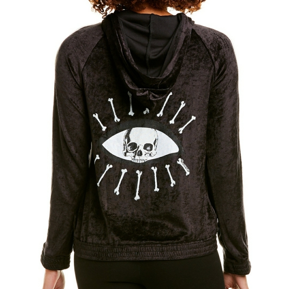 ⭐🖤LAUREN MOSHI SKULL VELOUR NADIA HOODIE SZ XS🖤⭐ - Picture 5 of 8